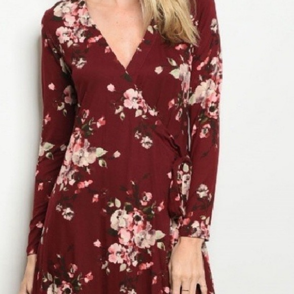 LAST ONE S! Floral Jersey Wrap Style Maxi Dress - Picture 4 of 7